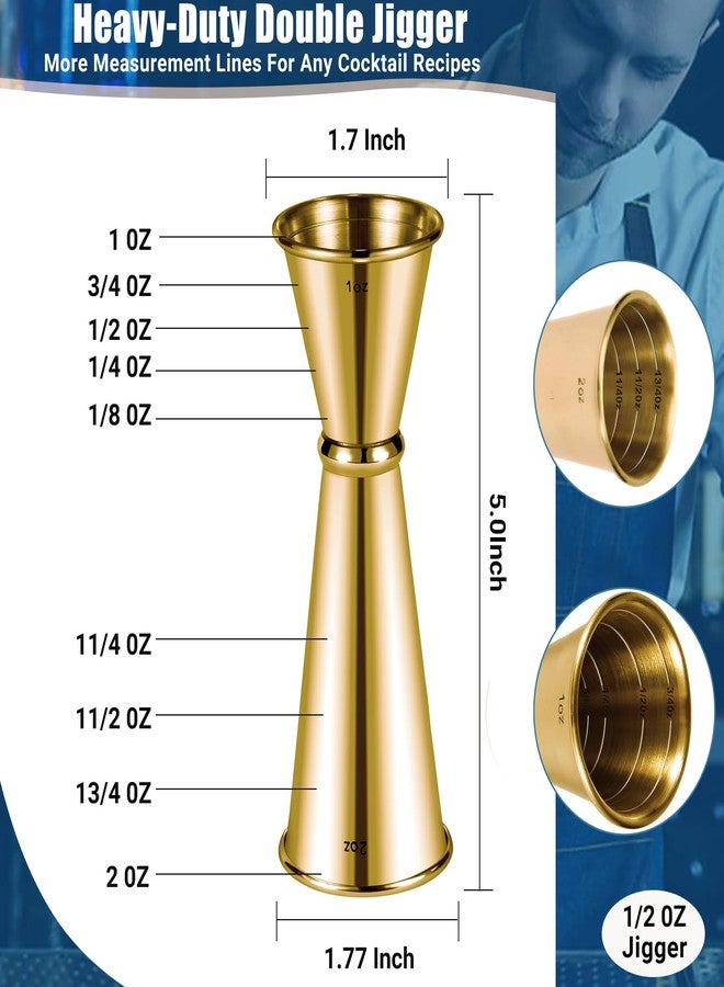 Hyintell 2oz 1oz Premium Japanese Jigger with 7 Measurements Inside for Bartender, 304 Stainless Steel Heavy-Duty Jigger, Bar Accessories for The Home Bar Set (Gold) - Image 2